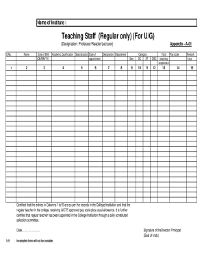 AICTE Teaching Staff Form