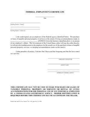 Federal Employee's Certificate