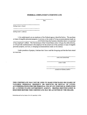US Government Purchase Certificate