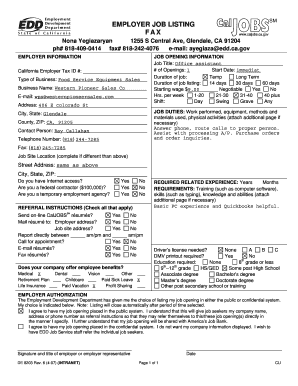 California Employer Job Listing Form