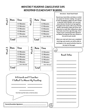 Monthly Reading Challenge Log