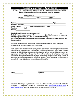 Adult Program Registration Form