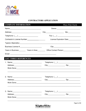 Contractor Application Form