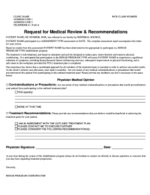 Request for Medical Review & Recommendations