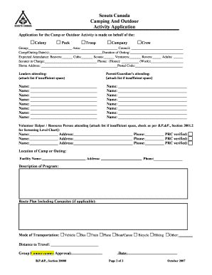 Scouts Canada Camping and Outdoor Activity Application