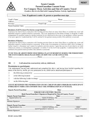 Scouts Canada Parent Consent Form