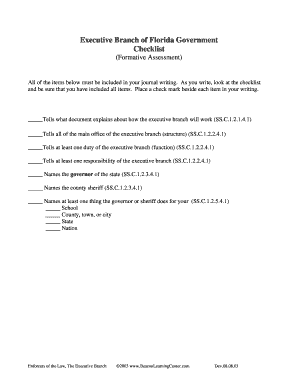 Executive Branch of Florida Government Checklist