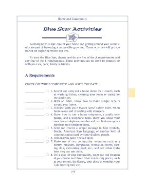 Blue Star Activities Form