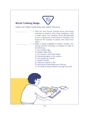 World Cubbing Badge Requirements