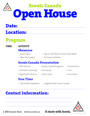 Scouts Canada Open House Registration Form