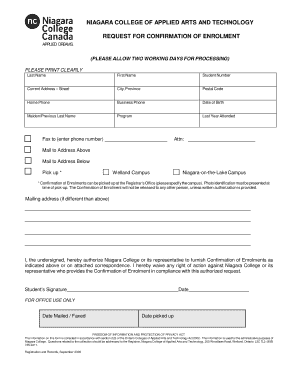Request for Confirmation of Enrolment