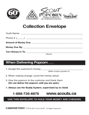 Scout Popcorn Collection Envelope