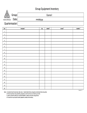 Group Equipment Inventory Group Date Quartermaster