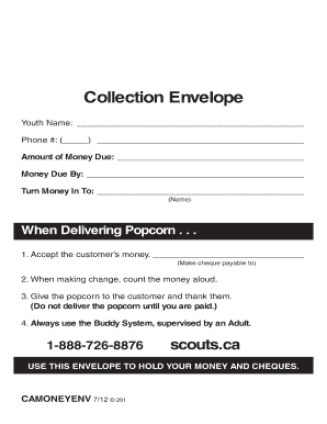 Scout Popcorn Collection Envelope