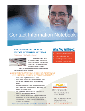 Contact Information Notebook