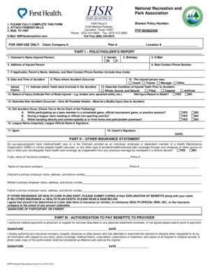 NRPA Blanket Recreational Claim Form