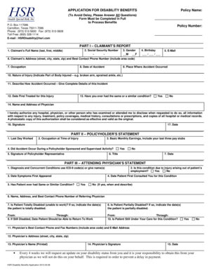 Disability Benefits Application Form