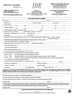 Wells Fargo Study Abroad Travel Assistance and Medical Emergency Form