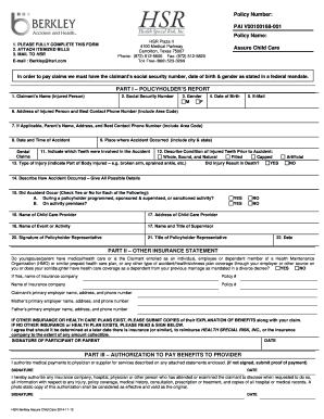 HSR Plaza II Child Care Accident Claim Form