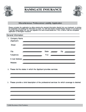 Miscellaneous Professional Liability Application