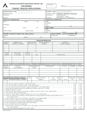 Travel Trailer Insurance Application