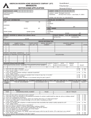 Motor Home Insurance Application