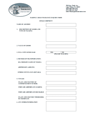 Marine Cargo Insurance Enquiry Form