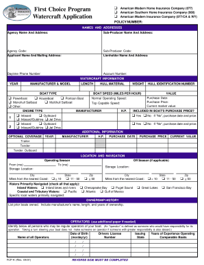 Watercraft Insurance Application