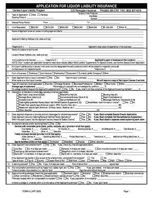 Liquor Liability Insurance Application