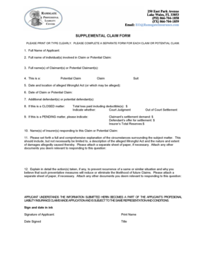Supplemental Claim Form