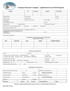 Lexington Insurance Excess Flood Application