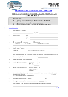 Employment Practices Insurance Application Form