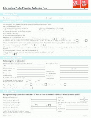Intermediary Product Transfer Application Form Mortgage Type