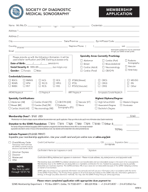 Society of Diagnostic Medical Sonography Membership Application