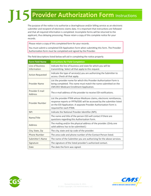 J15 Provider Authorization Form