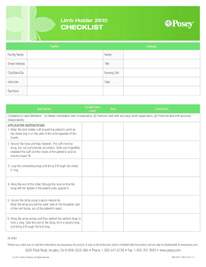 Limb Holder 2510 Competency Checklist