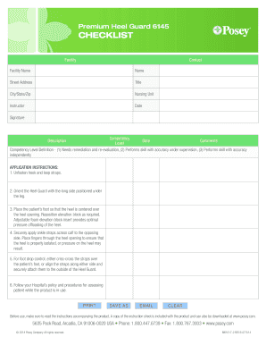 Premium Heel Guard 6145 Checklist