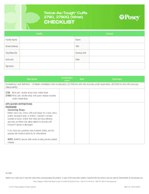 Twice-As-Tough Cuffs Application Checklist