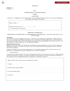 European Small Claims Procedure Form A