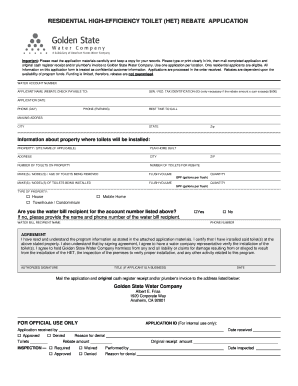 Residential High-Efficiency Toilet Rebate Application
