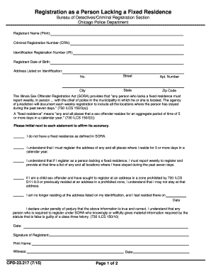 Illinois Sex Offender Registration Form