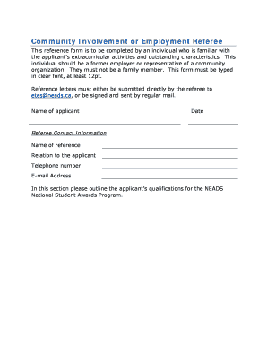Community Involvement or Employment Referee