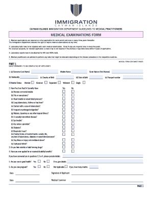 Cayman Islands Medical Examination Form