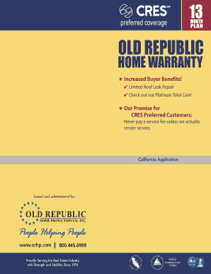 California Home Warranty Application