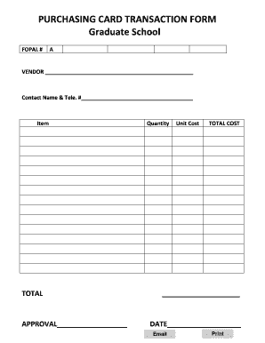Purchasing Card Transaction Form