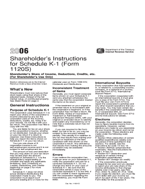 Shareholder’s Instructions for Schedule K-1 (Form 1120S)