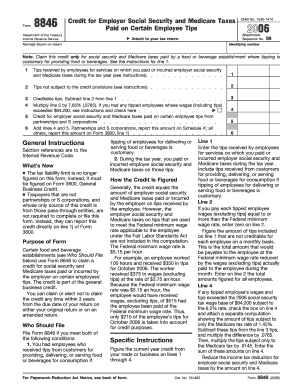 Form 8846 Credit for Employer Social Security and Medicare Taxes