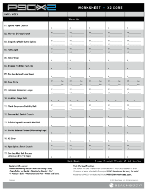 P90X2 Workout Worksheet