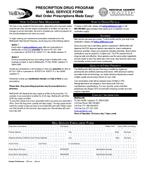 Prescription Drug Program Mail Service Form