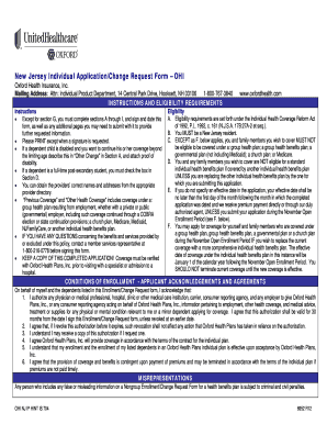 New Jersey Individual Health Insurance Application Form